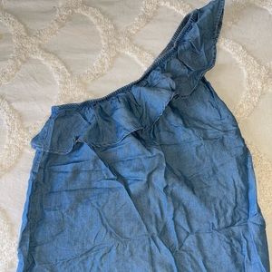 Old Navy One Shoulder Jean Shirt